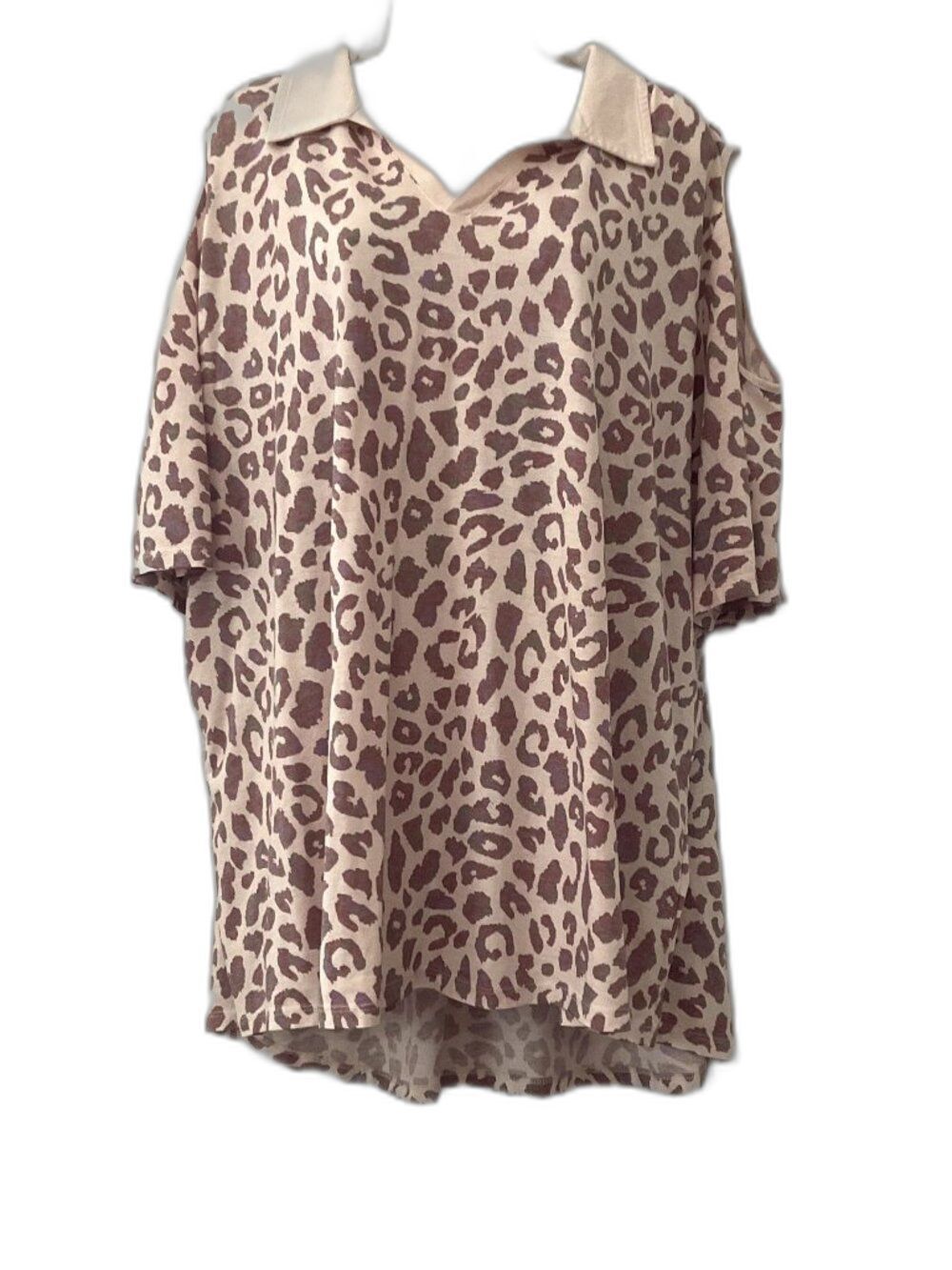 NWOT Pink Leopard/Cheetah Cato Cold Shoulder Tunic Top Plus 26W 28W